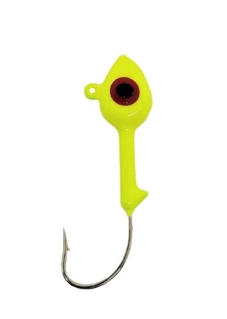 Minnow Head Jig Head with Eyes 3/8oz Size 2/0 Hook - Chartreuse