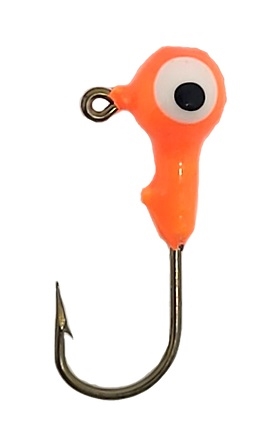 Round Head Jig Head with Eyes 1/16oz Size 4 Bronze Hook - Orange