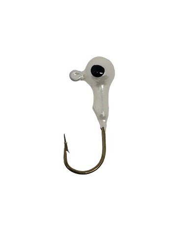 Round Head Jig Head with Eyes 1/16oz Size 2 Bronze Hook - Pearl White