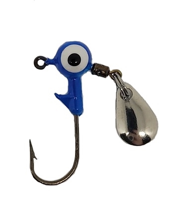 Round Head Spinner Jig Head with Eyes 1/16oz Size 4 Bronze Hook - Blue 5pk